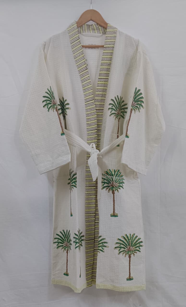 Hand Block Printed Cotton Bathrobe